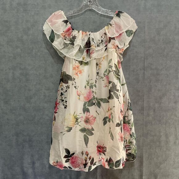 100% silk floral ruffled dress - Picture 8 of 8